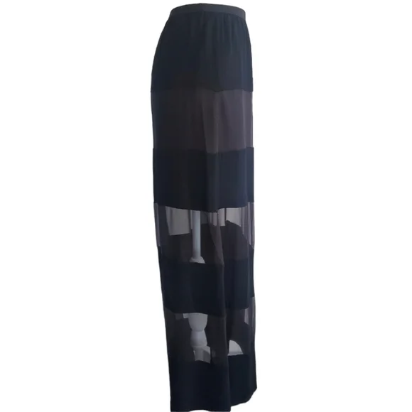 Alberto Makali Sheer Striped Black Maxi Skirt - Picture 4 of 6
